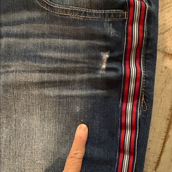 Jordache Blue Cropped Retro Style Jeans with Red Accents Size 18 - Picture 5 of 12